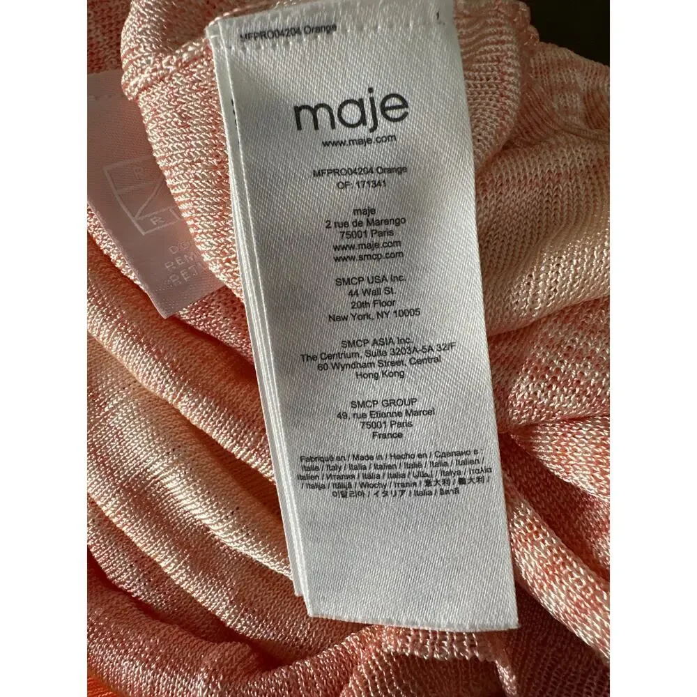 Maje Tie Dye Maxi Dress Rib Knit Sleeveless Tank Sweater Orange Ombre 36 - Picture 7 of 11